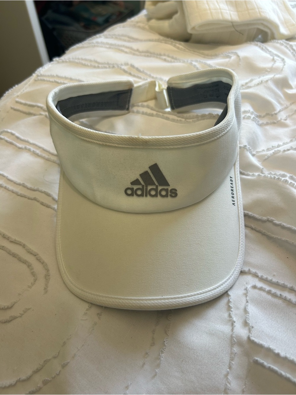 adidas White Sport Visor with Black Logo